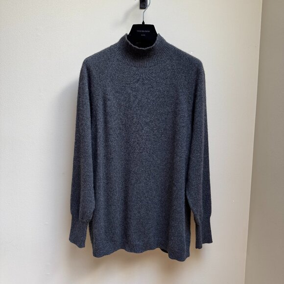 Saks Fifth Avenue 100% Cashmere Mock Neck Pullover – Charcoal Gray - Picture 1 of 10